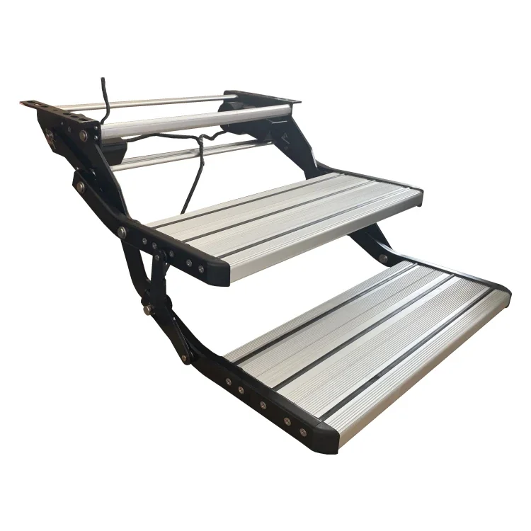 450X210 Caravan Electric Double Steps, Aluminum Alloy, Auto-Folding RV Footrests for Campers