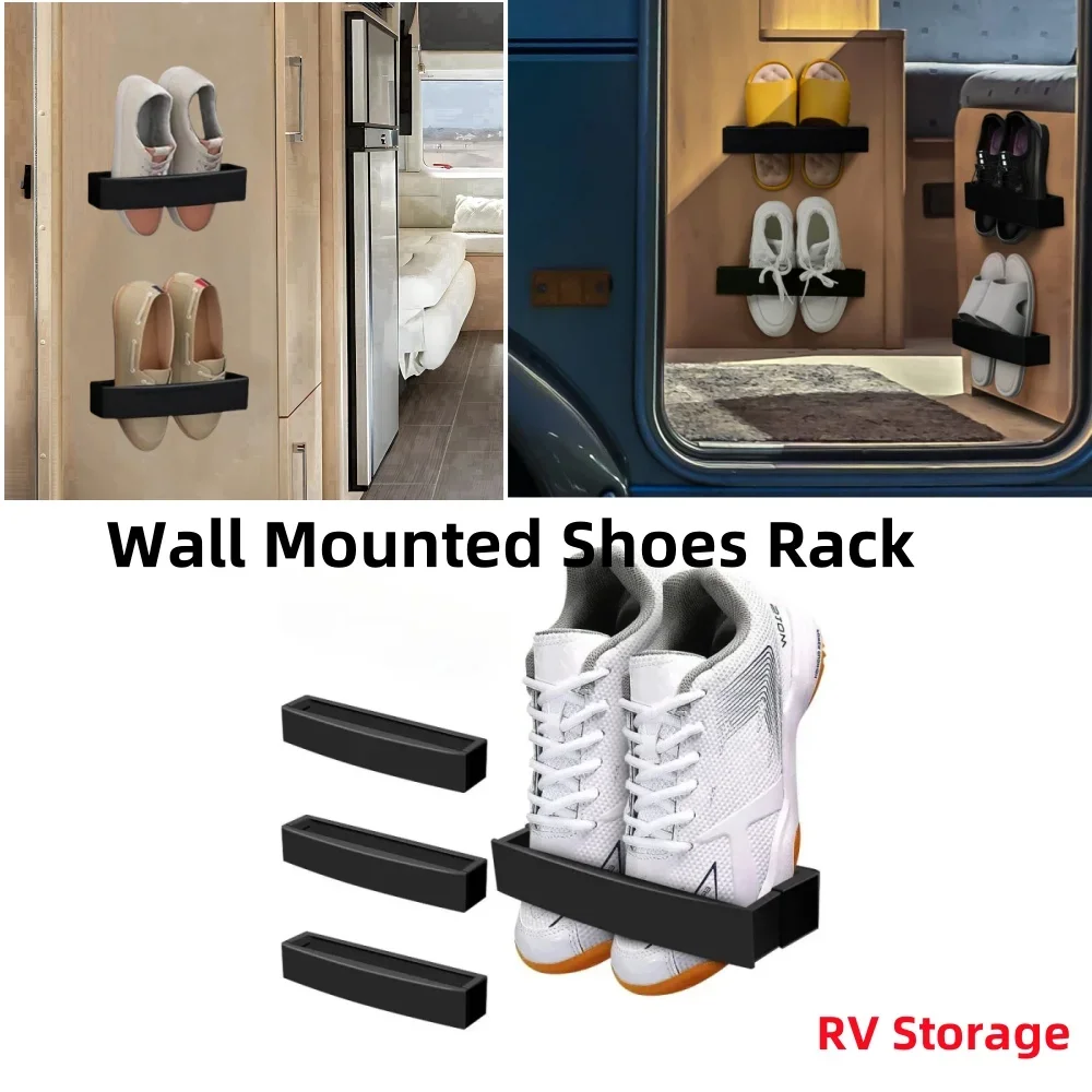 1PCS Adjustable Caravan Door Wall Mounted Shoes Rack, Plastic Shoes Holder Storage Organizer for RV Motorhome Boat