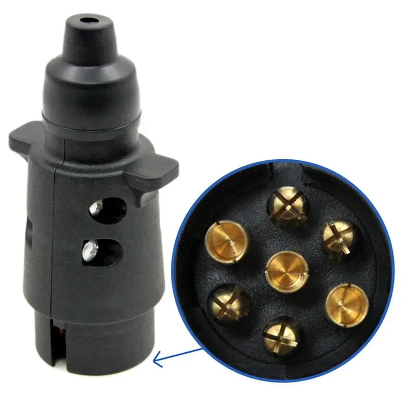 12V 7-Way Standard European Round Car Plug Connector - Plastic 7 Pin Socket Plugs for Trailers & RVs