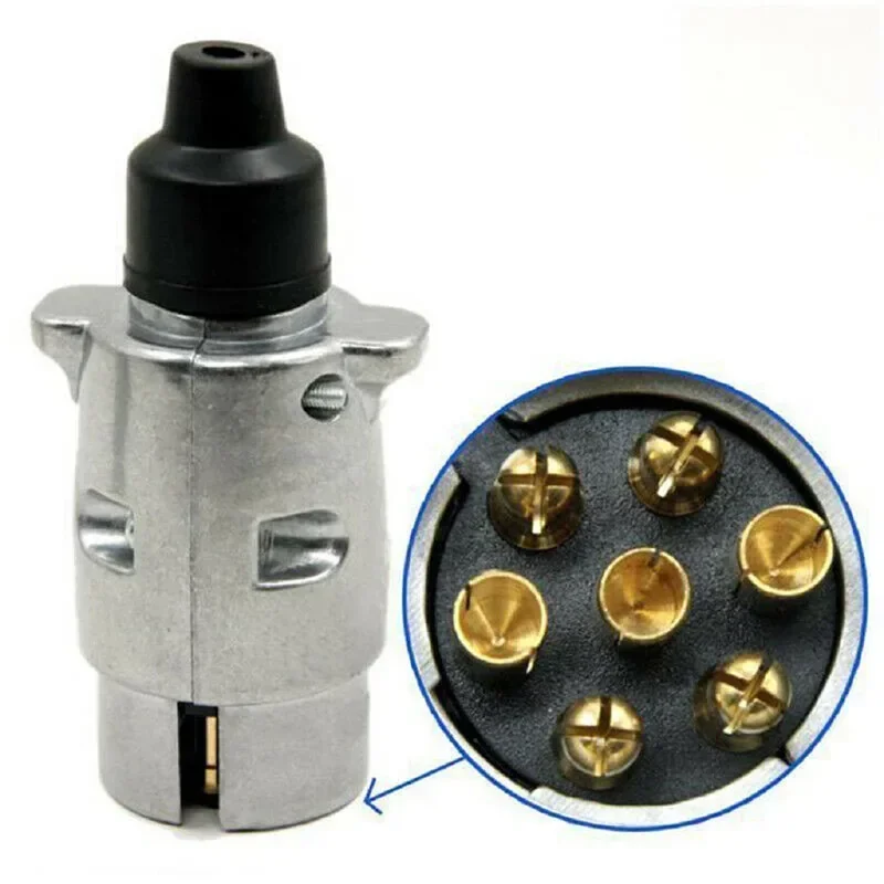 7 Pin Trailer Socket Metal Plug Towbar Towing Connectors Adapter Lights Socket for Car Boats Caravan RV Truck Electrics 12V APM