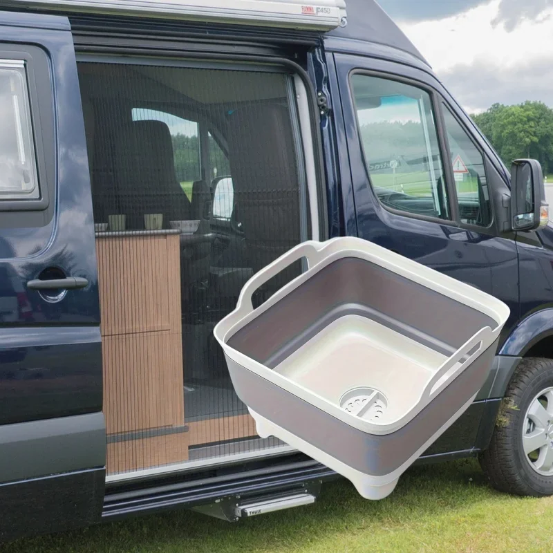 20L Foldable Silicone RV Bucket, Drain Plug, for Camping and Motorhomes