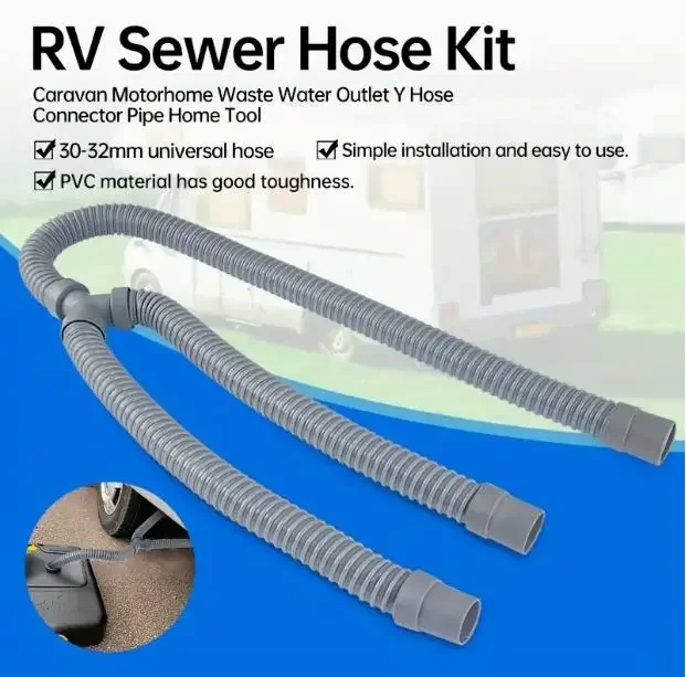 Universal RV Sewer Hose Kit Y-Shape Grey Water Waste Hose for Camper & Motorhome, Flexible Drainage Pipe, 10 Feet Long Outdoor Camping AccessoryLet me know if you need help with any other product titles!