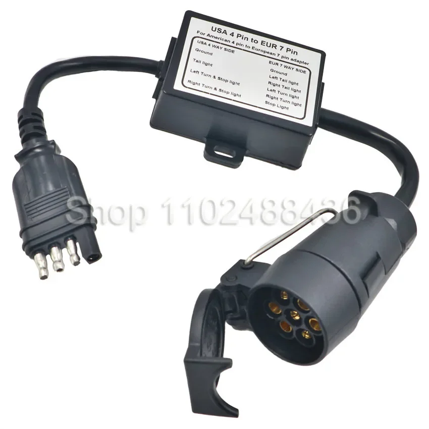 Car Converter US 7-Way Plug to EU 13-Pin, US 7-Way to EU 7 Pin Round Connector Trailer Light Converter Accessories