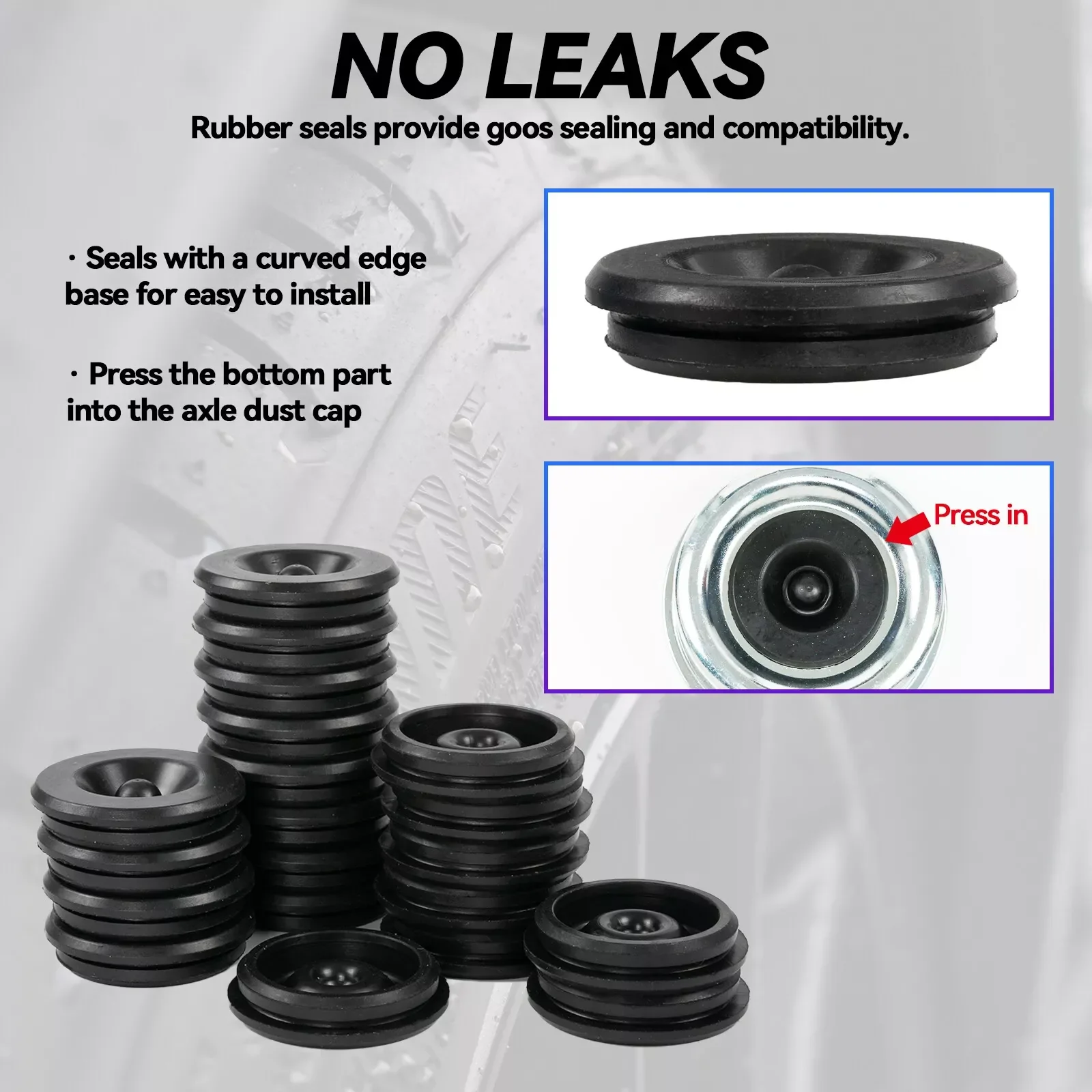 20Pack Grease Plug Hub Dust Cap for Dexter EZ Lube Trailer Camper RV Axle - Black Rubber