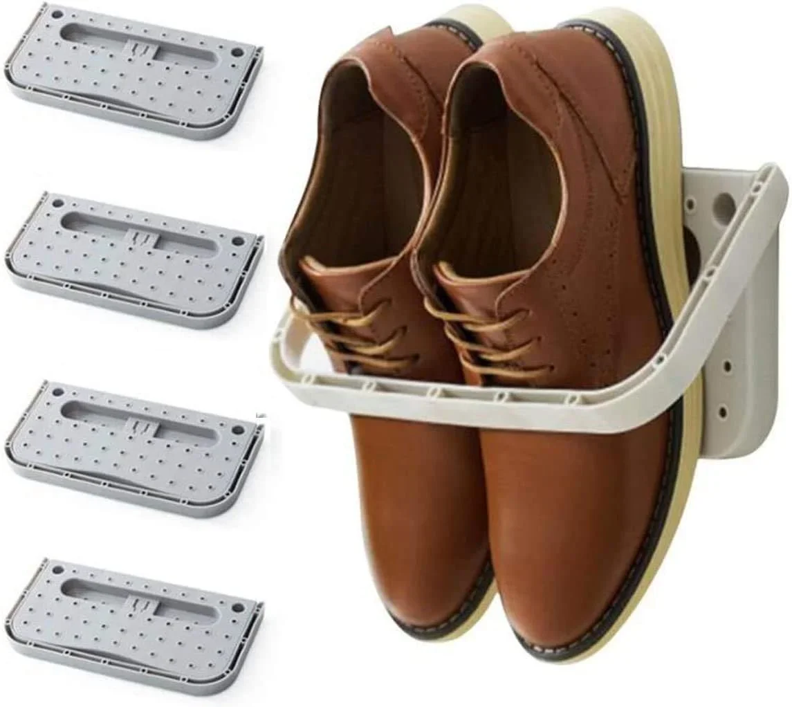 4PCS Plastic Simple Shoe Rack, Wall Hanging and Pasting Shoe Storage for Home, Living Room, RV Accessories