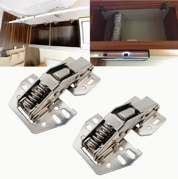 2Pcs Stainless Steel Overhead Swing Up Flap Caravan Motorhome Hinges Locker Cupboard Door Stay Cabinet Hinges