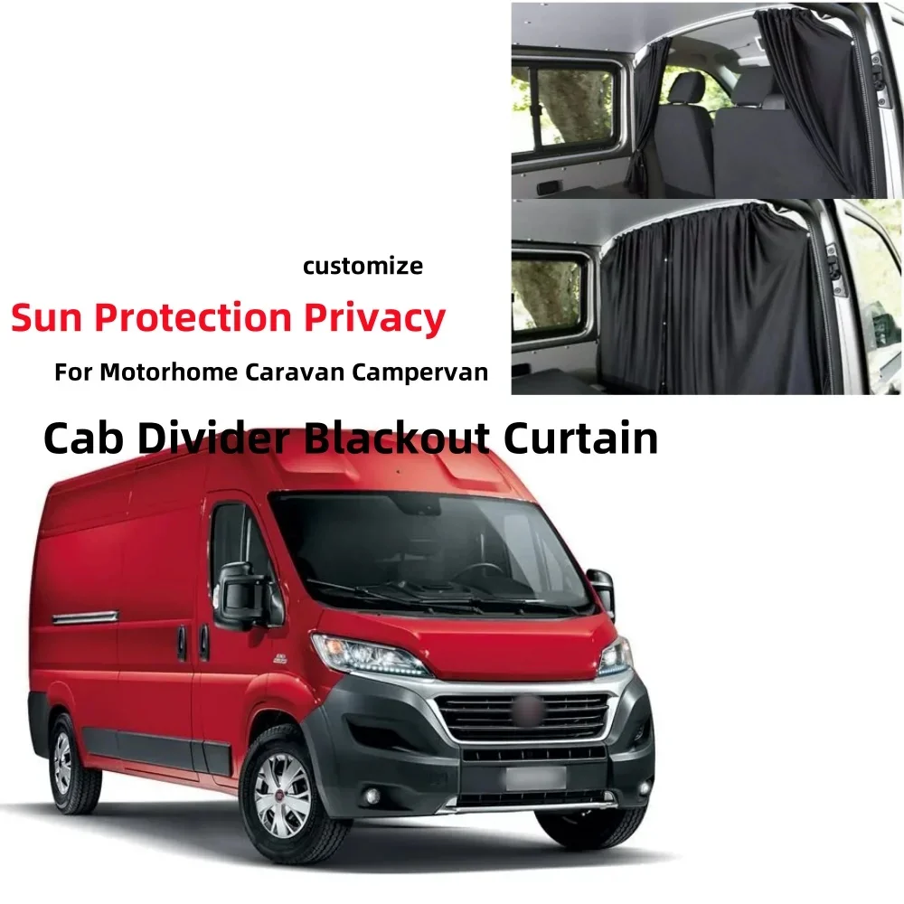 Caravans Cab Divider Blackout Sunshades Curtain With Rail For Fiat Ducato, Vw T5 T6, Ford Transit & Sprinter Motorhomes