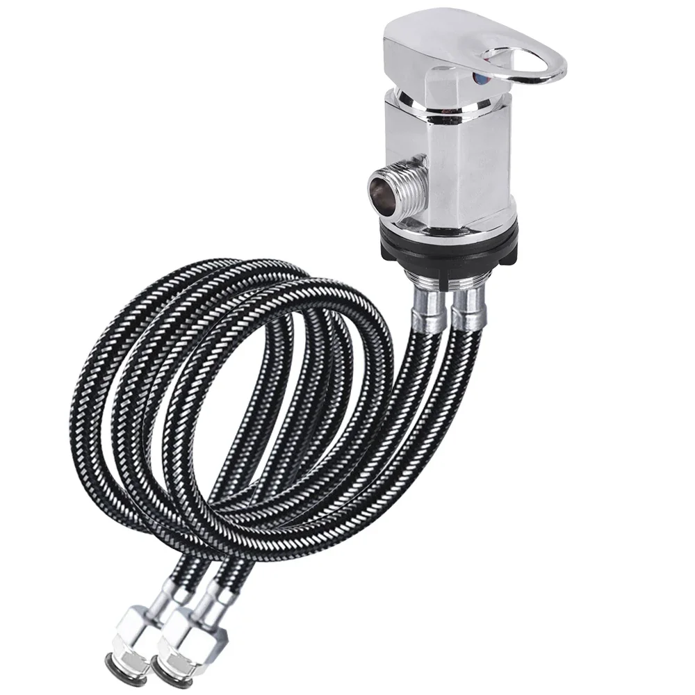 Chrome Shower Mixer for Campervans, Caravan & Motorhomes - 12mm Push Fit Tails - 1/2" Outlet