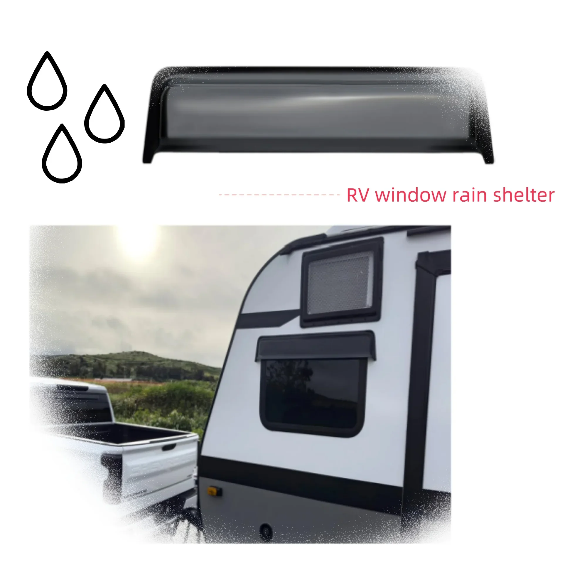 Universal RV Window Rain Shield, 50/75/105cm RainBlade RV Window Deflector & Sun Visor