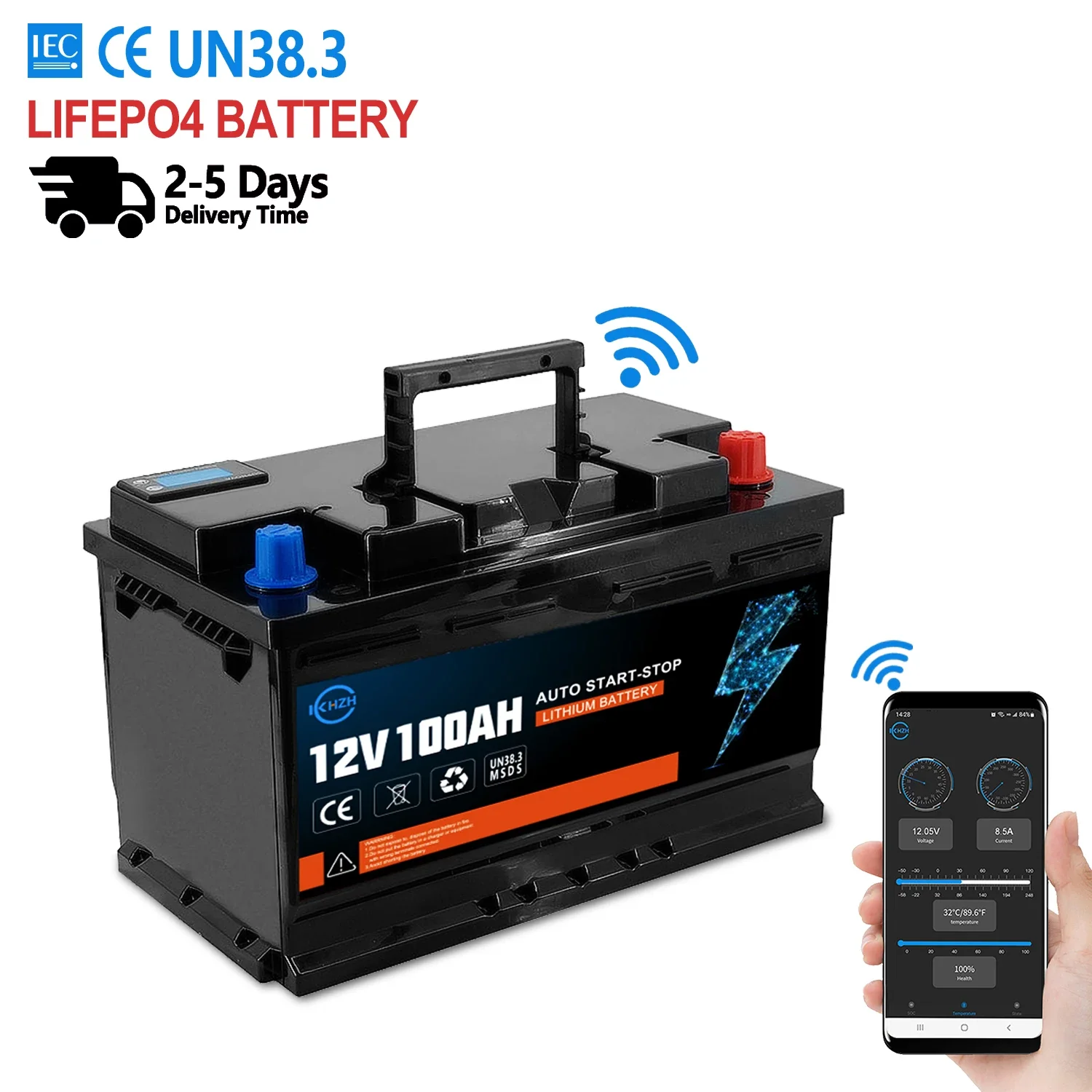 Grade A LiFePO4 Battery 12V/24V 60Ah, 75Ah, 100Ah Auto, Truck, RV, Vehicle & Home Energy Storage Pack