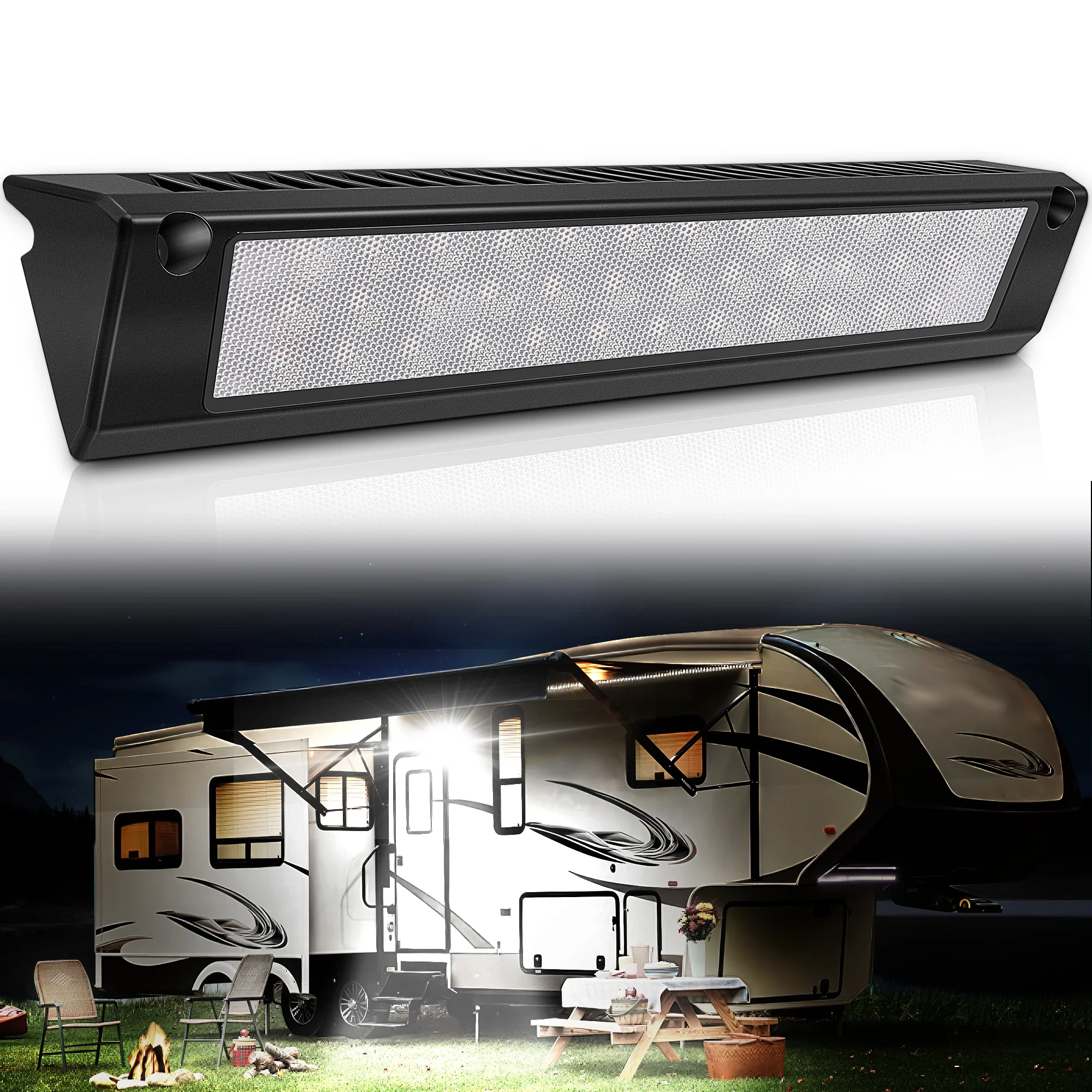 RV Lights Exterior, 12V Porch Light, 12 Volt LED Trailer Lights, Outdoor Awning Light, RV Accessories for Outside, 6000K, 90W, 2800LM