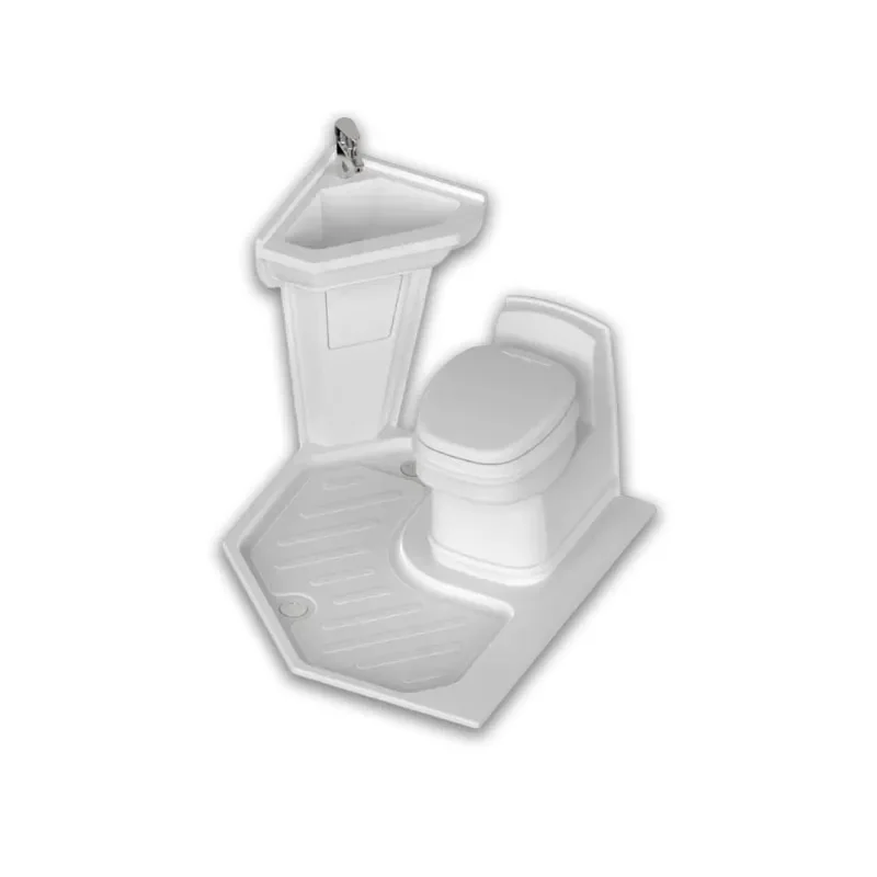 Outdoor Anti-Slip RV Integrated Wet Room with Shower Tray, Basin Sink & Toilet for RV Camping & Luxury Boats