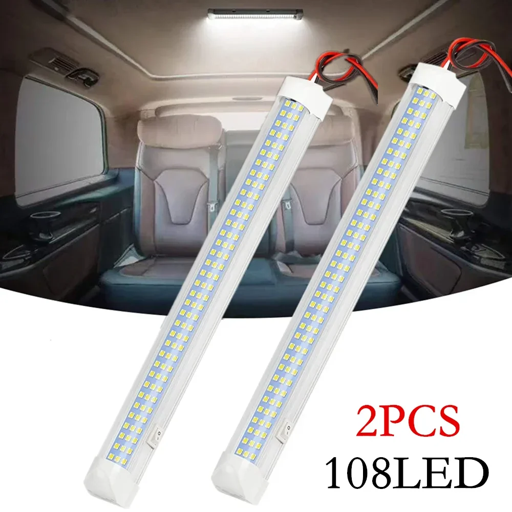 2PCS 108LED Car Trunk/Camper/RV/Motorhome Interior Wall Lamp, 12V 24V Compartment Lamp