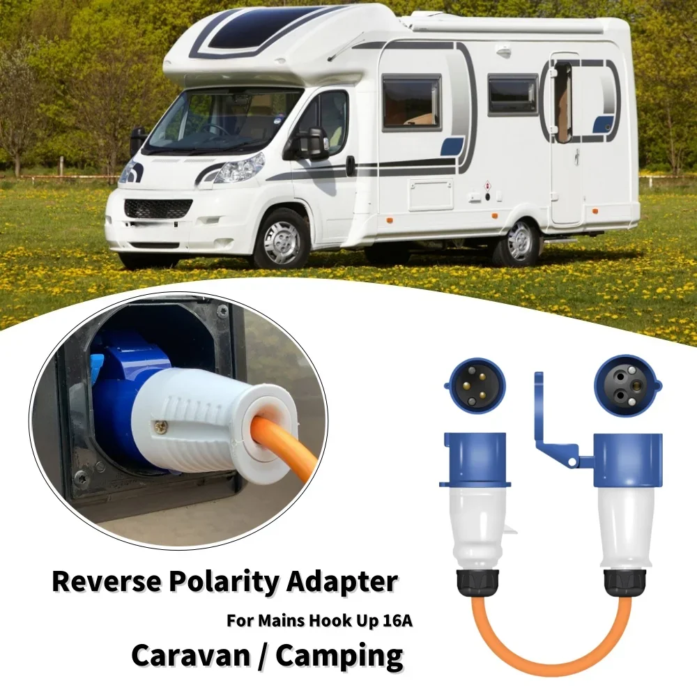 RV Reverse Polarity Adapter Power Cable Connector Plug for Mains Hook-Up 16A Caravan, Camping, Motorhome & Boat Accessories