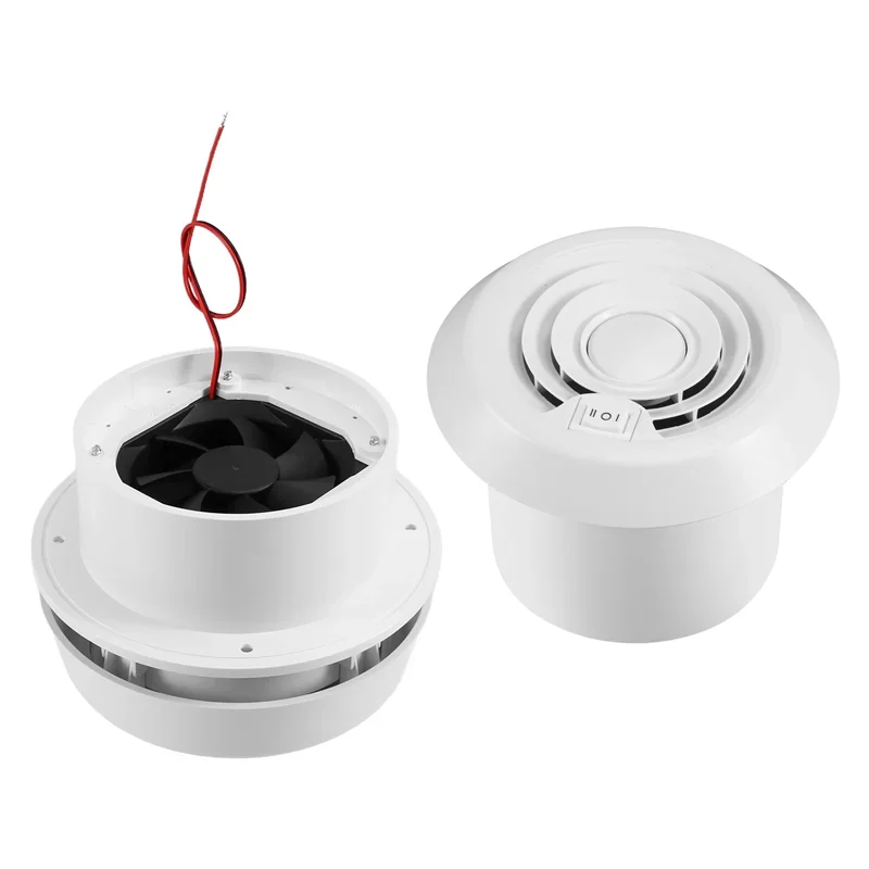 Car Fanwind Air Vent Outlet Mushroom Head Silent Fan Ventilation Exhaust Fans - RV, Caravans, 12V, 5" Circular Roof Mounted Vent
