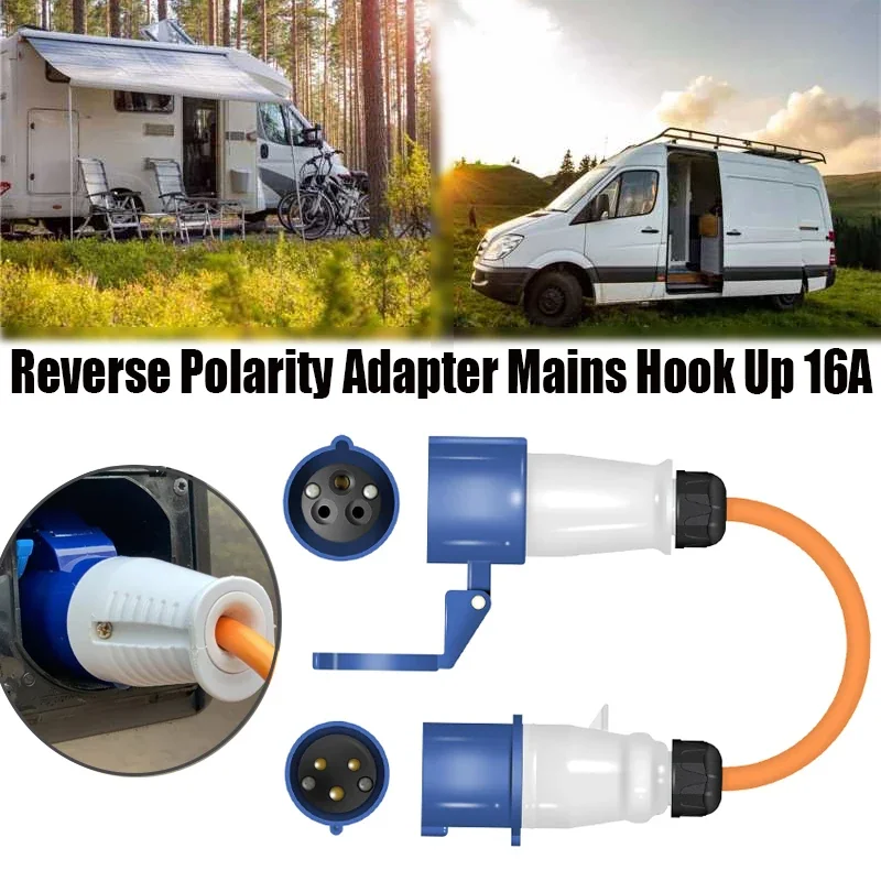 1PC 16A Caravana Reverse Polarity Adapter Mains Cable for Caravans, Campers & Motorhomes