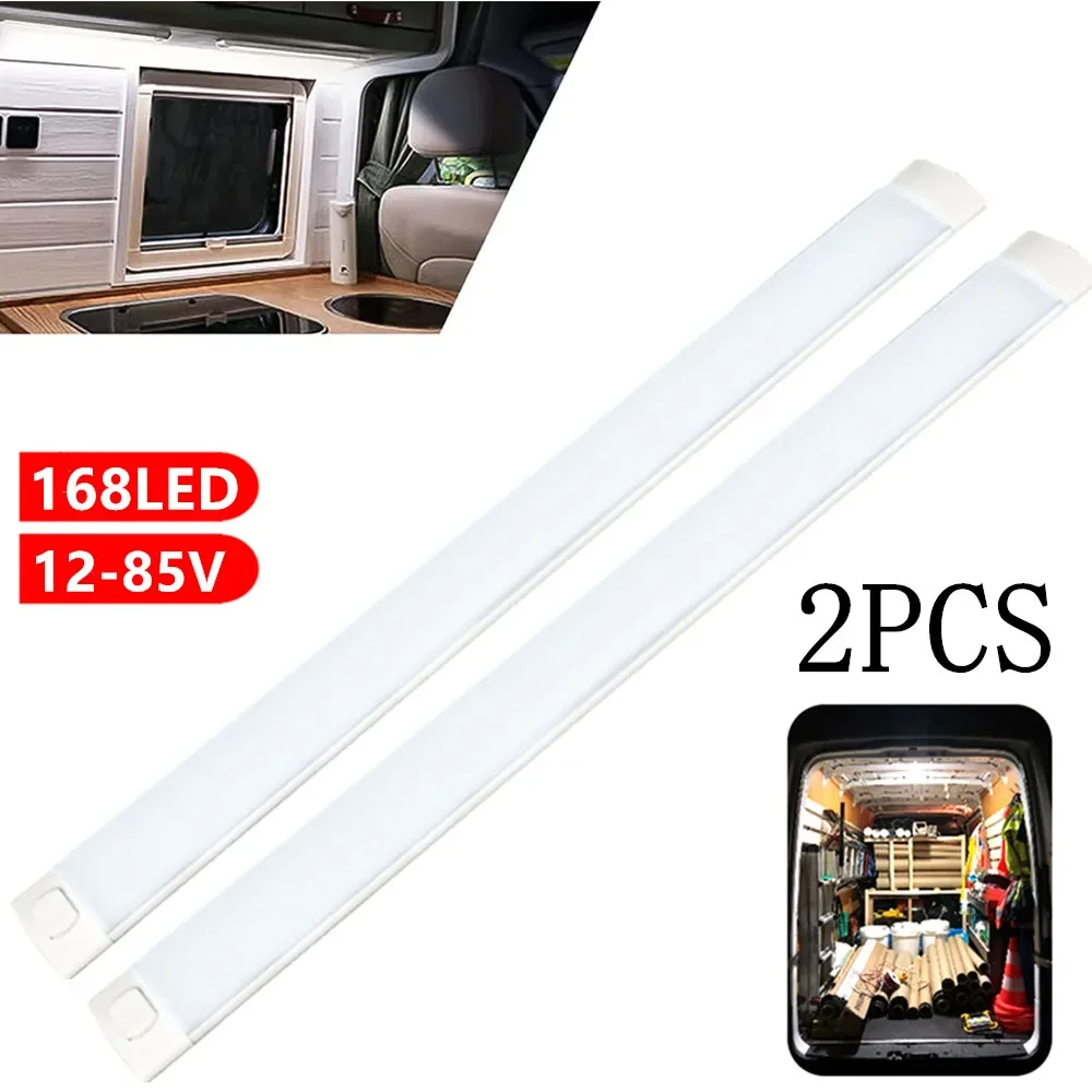 2PCS RV Trunk Light Caravan Ceiling LED Night Lamp 120/168LED Interior Reading, Camper Light for Car, Lorry, Truck, Boat