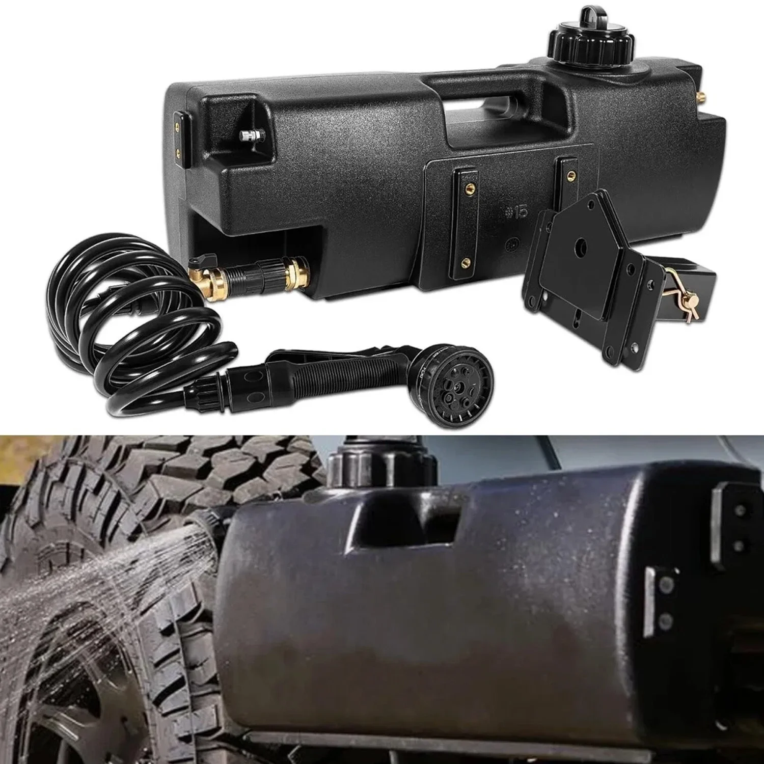 10-Gallon Self-Pressurized Water Tank, Vehicle Mounting System for Trucks - Bumper or Bed