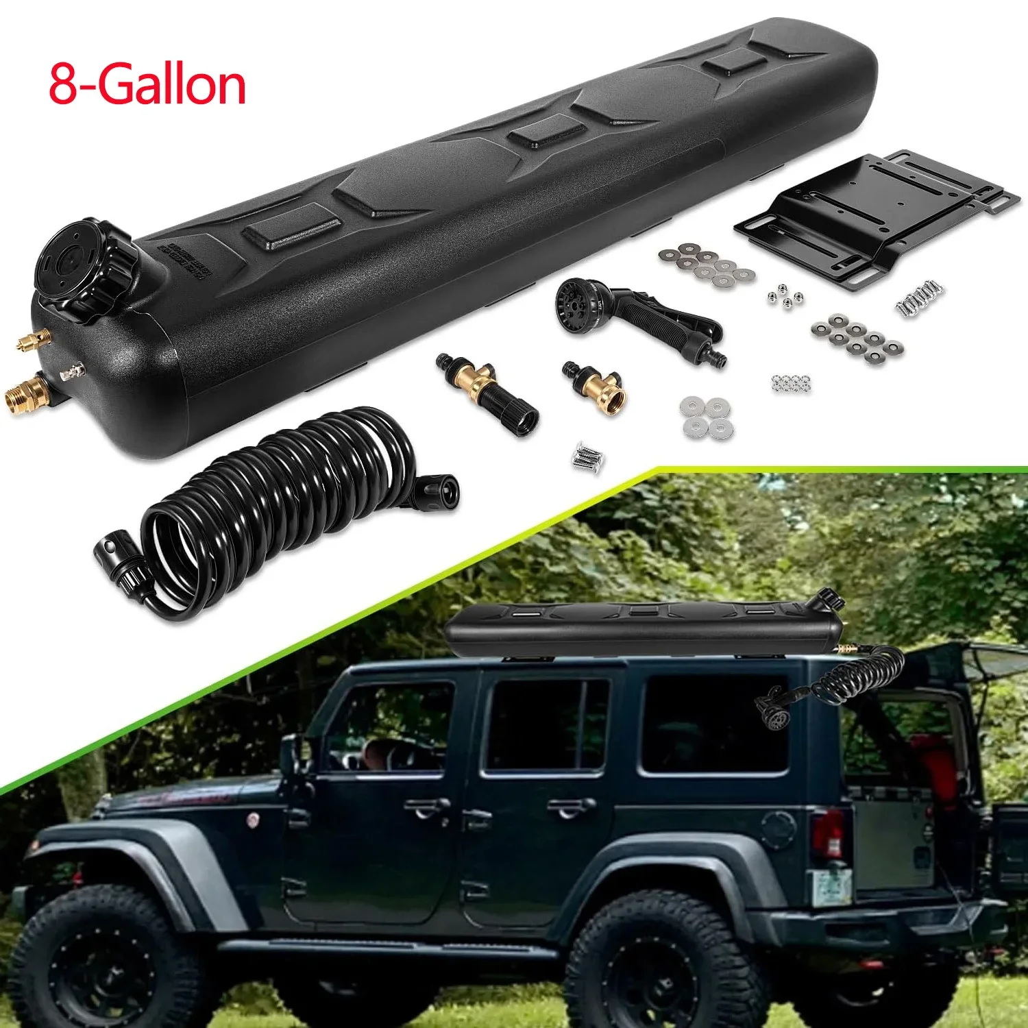 8-Gallon Pressurized Water Tank for Camping Showers, Overlanding & Off-Road Vehicle Water Supply