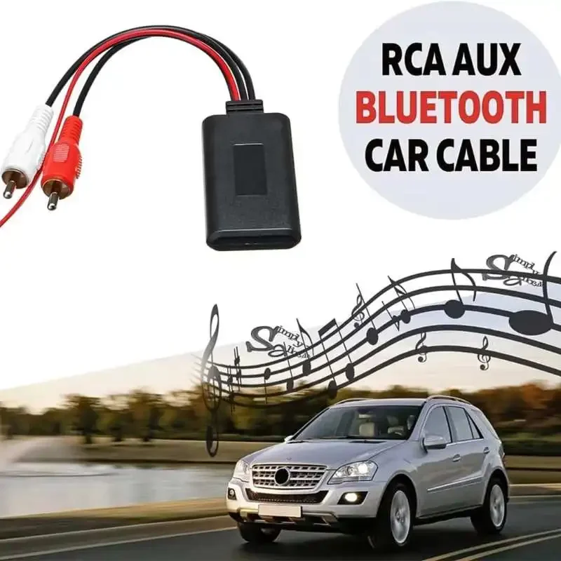 Wireless Bluetooth Cable Adapter 2 RCA Car Radio Connector 12V Stereo Universal for Car Audio