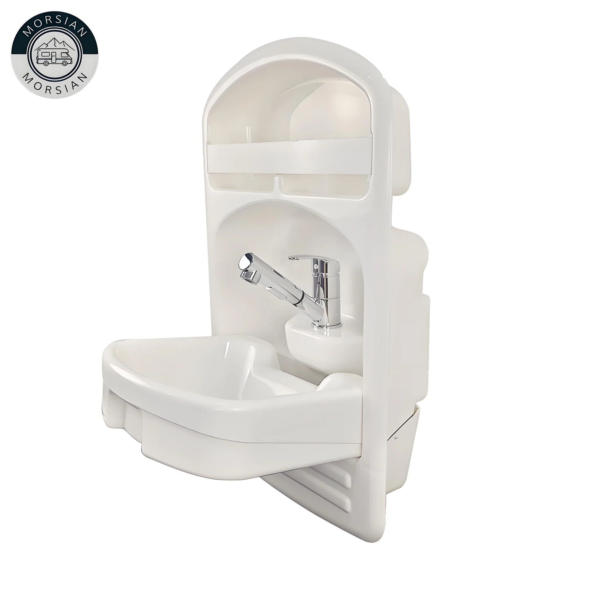 RV Bathroom Basin Sink with Scalable Foldable Acrylic Faucet for Travel Trailer Camper Caravan Van Motorhome