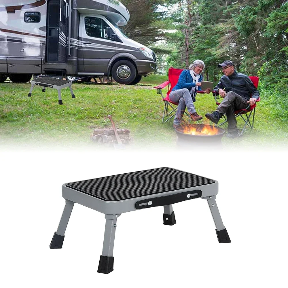 1Pcs Folding Caravan Entry Single-Layer Step Heavy Duty Anti-Slip Lightweight Non-Slip Motorhome/Campervan/RV Accessory