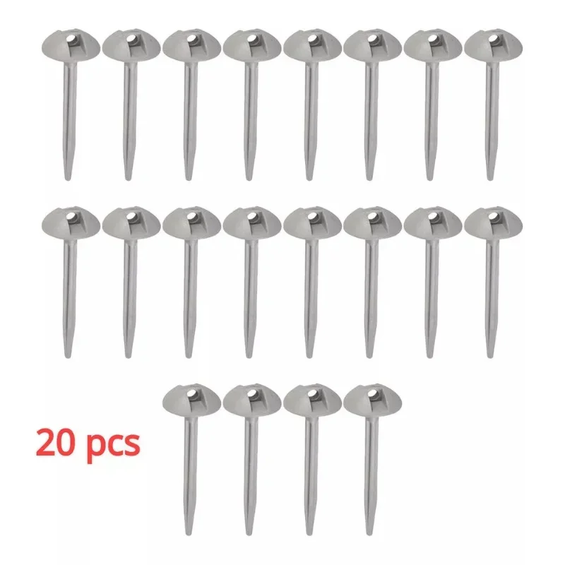 20PC Heavy Duty Plastic Mushroom Domed Tent Pegs Carpet & Awning Clips Wear-Resistant for Camping & Outdoor Use