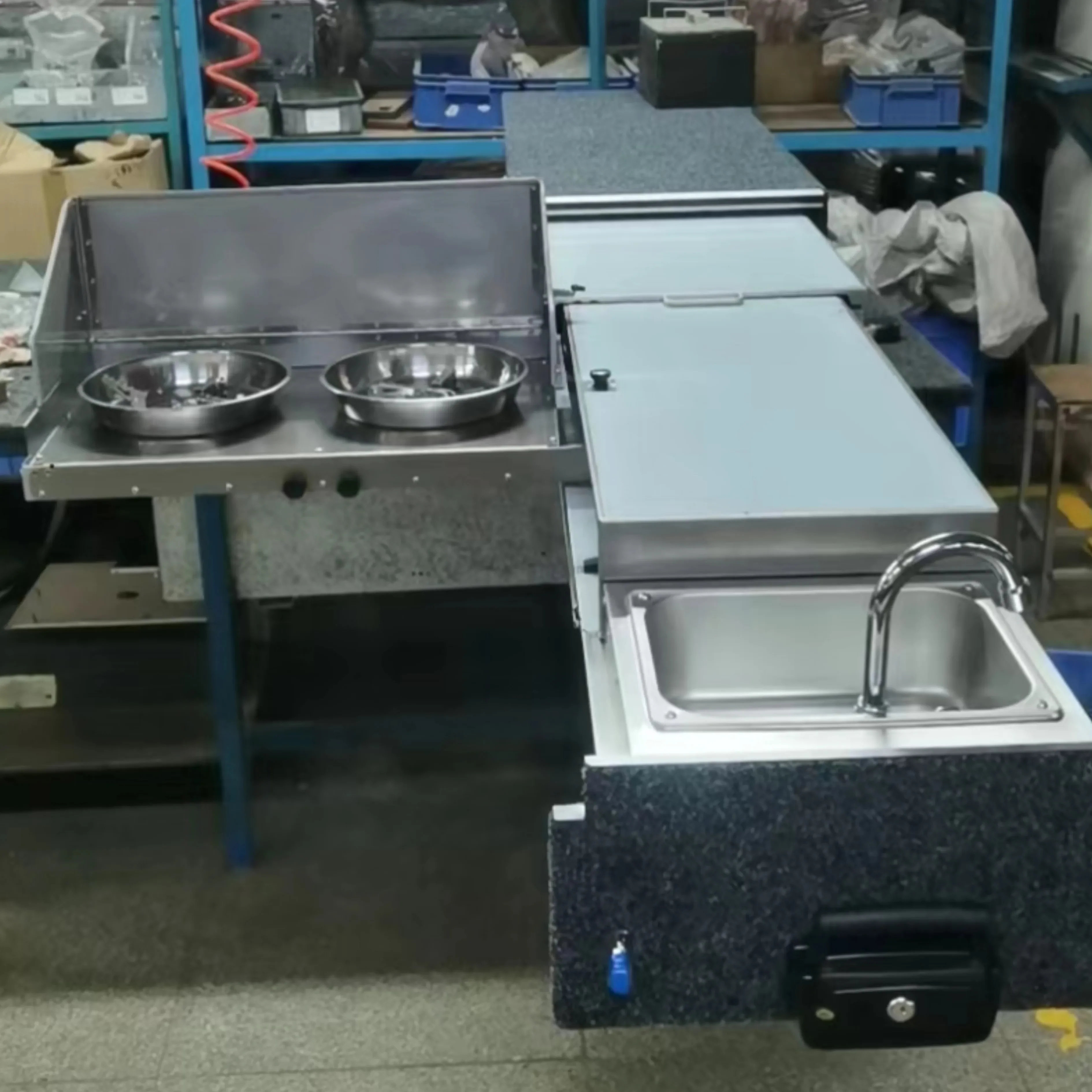 4x4 Car Rear Cargo Storage System - Modular Roller Drawer Car Truck Wagon Slide Kitchen with Gas Stove and Sink