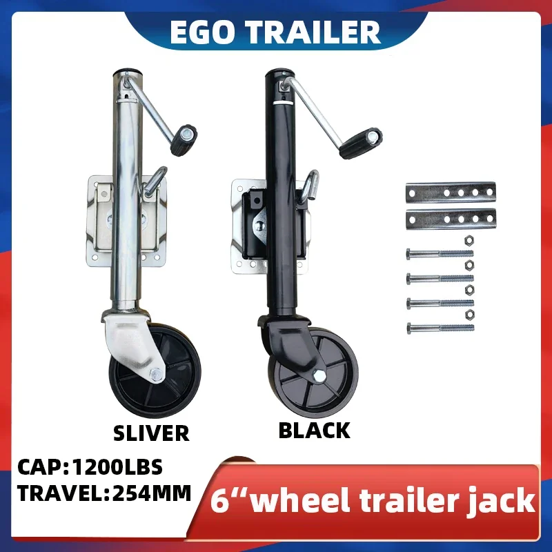 EgoTrailer 6inch Solid Wheel 1200LBS Trailer Jack Jockey Wheel for Boat/RV Trailers
