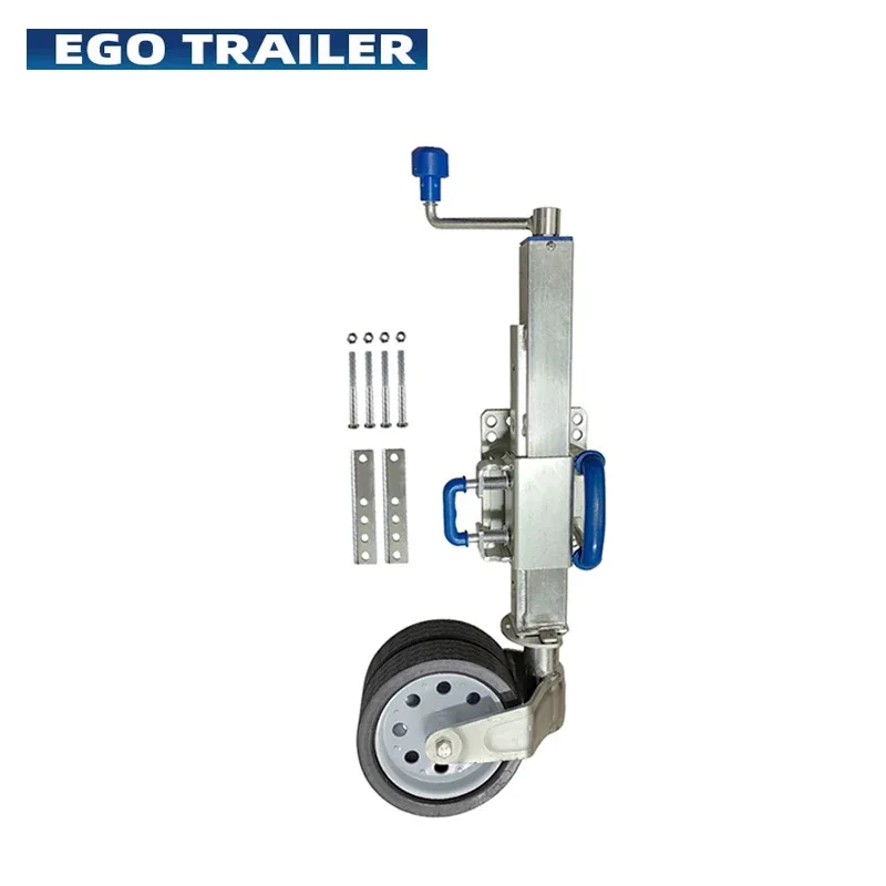 Double 8 Inch Jockey Wheel Swing Up Solid Rubber 1500Lbs Capacity Caravan RV Boat Trailer Jack Accessories