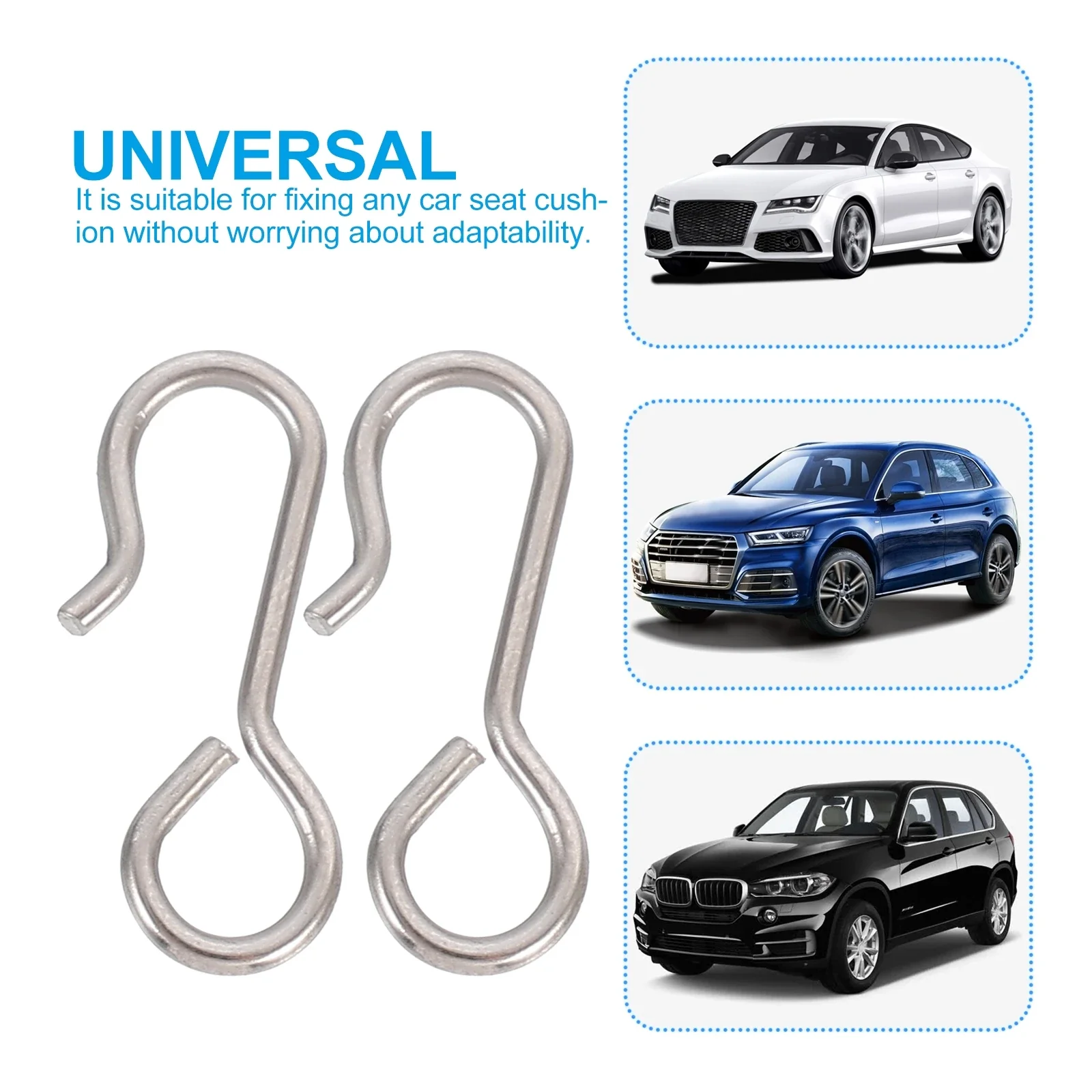 100pcs Car Seat Cover Hook 23mm Heavy Duty Metal S Hooks for Fixing Auto Cushion Accessories Silver Headrest Vehicle