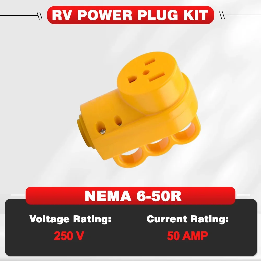 NEMA 6-50R Female Power Inlet 50A 125/250V RV Power Female Connector Accessory for RV Caravan US Plug