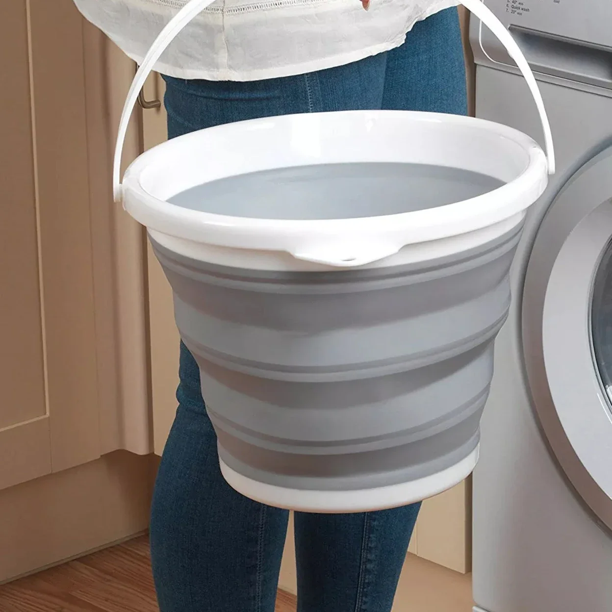 10L Collapsible Silicone Folding Bucket for Car Washing, Caravans & Campers - Water Filler, Toilet Flush Accessory