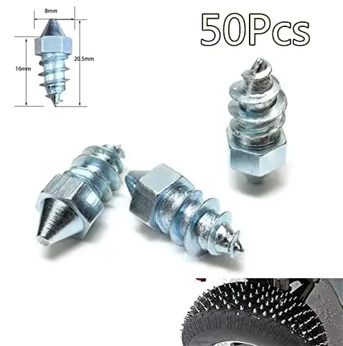 50PCS Car Winter Snow Anti-Slip Screw Stud Steel Wheel Tire Spikes for Auto/Motorcycle/SUV/ATV