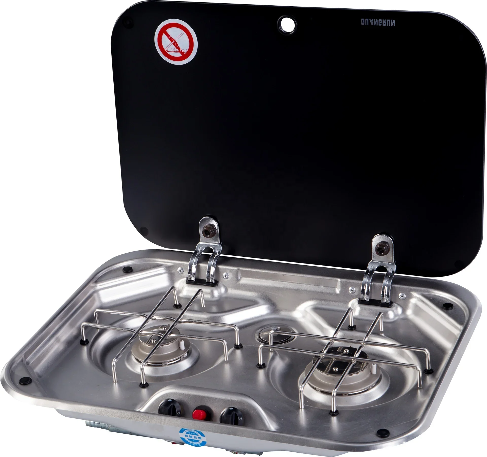 TYTXRV RV Kitchen Accessories 2-Burner Gas Stove Stainless Steel with Tempered Glass Cover