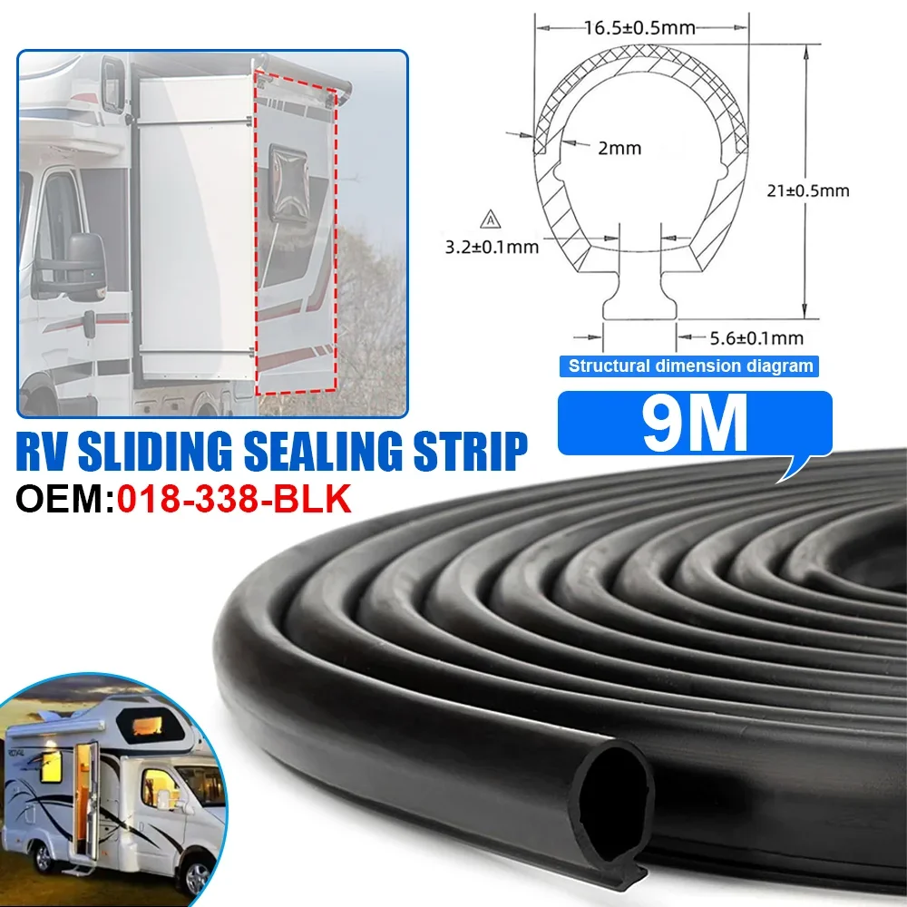 9M Rubber Waterproof Sealing Strip for Caravan Motorhome Camper Van Gutter Rain Guard Drip Stop Water Guide RV Accessories