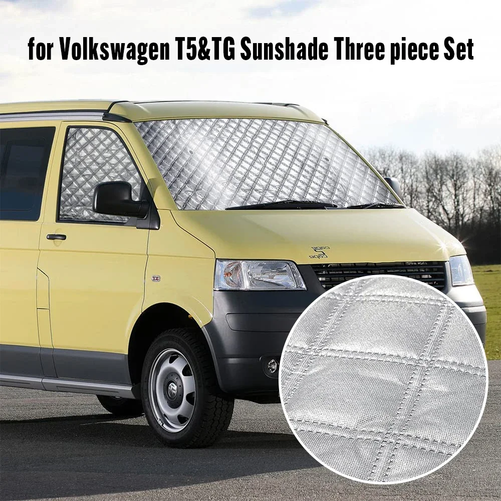 3PCS Waterproof Car Sunshade Windshield Sun Shade Protector for VW T5 T6 Front Windscreen Cover