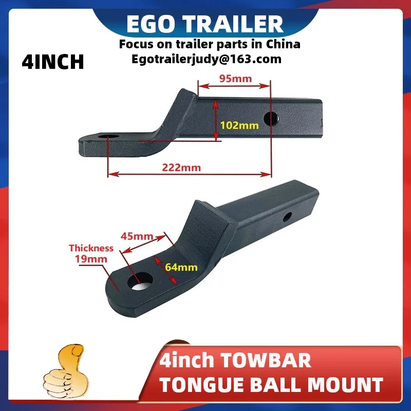 EgoTrailer 4-Inch Drop Tow Bar Ball Mount Tongue Hitch Car Boat RV Accessories