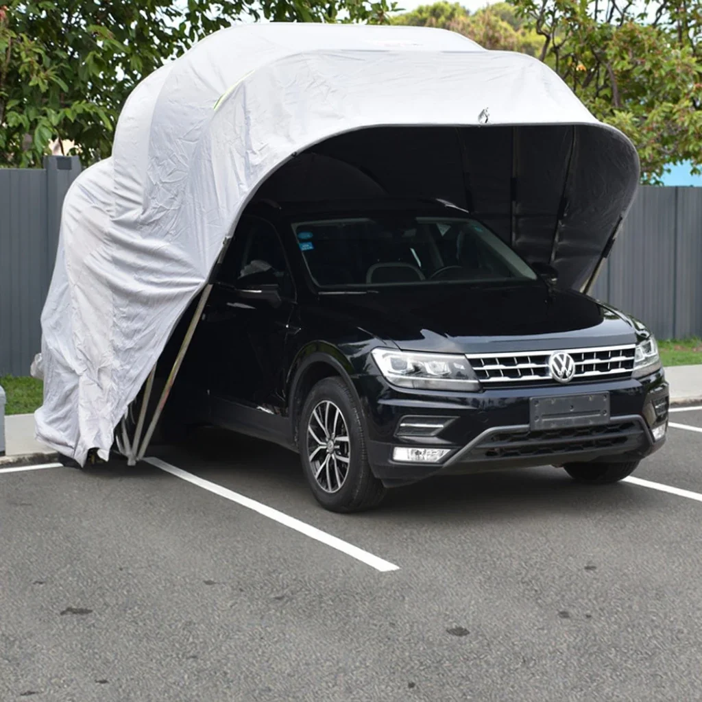 Modern Portable Carport Tent With Top Canopy Cover - Heat Treated Metal Frame for Outdoor Car & Motorcycle Parking Garage Storage