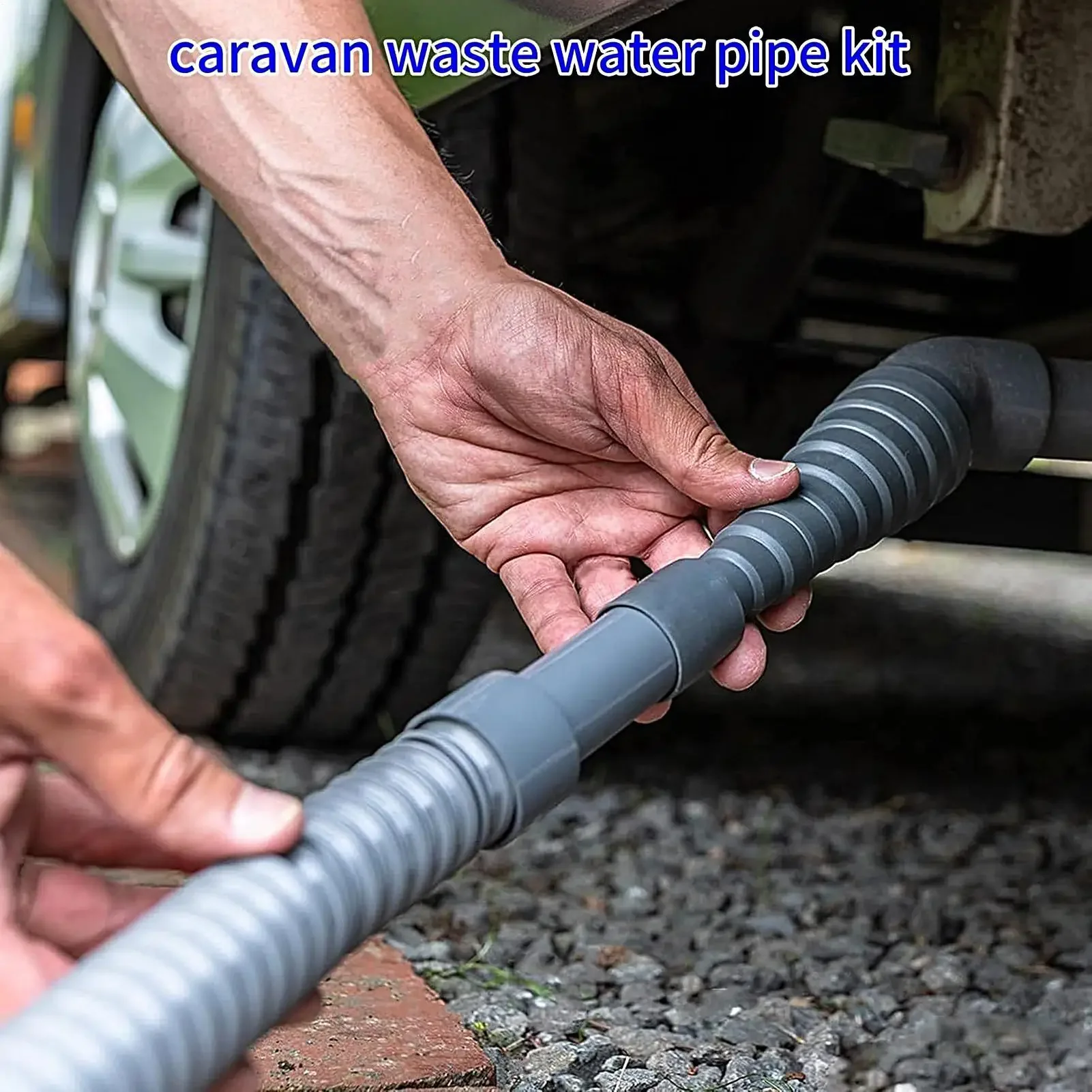 Caravan Drain Pipe Set with Adjustable Adapter & Clamp, Flexible RV Drain Pipe, Trailer Extension for Caravans - Accessories