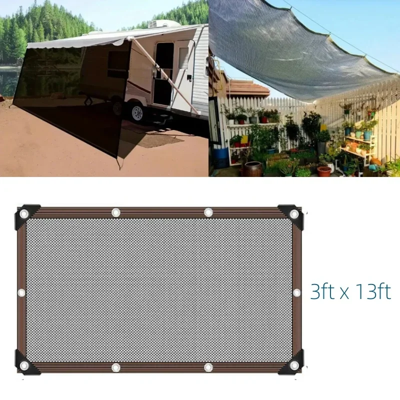RV Awning Sun Shade Screen Breathable Mesh Outdoor Sunshade for Motorhome Camping Trailer Awning Shadescreen
