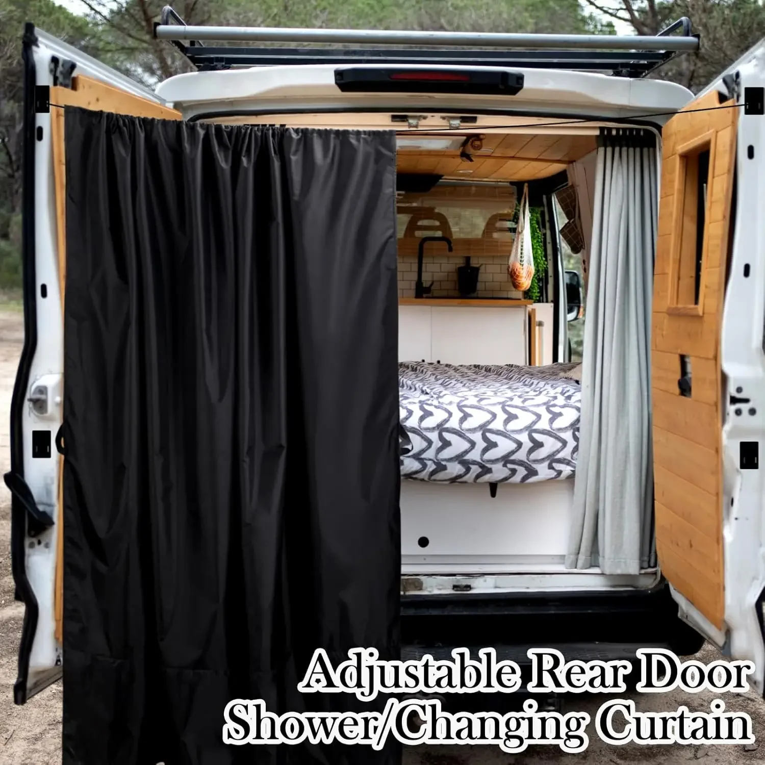 420D Waterproof Oxford RV Truck Rear Door Shower Curtain With Hooks Privacy Protection for Outdoor Showers