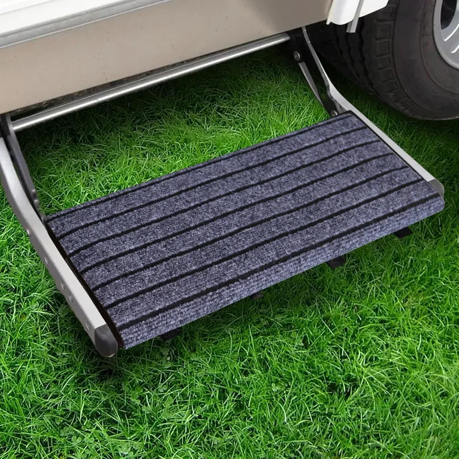 Camper RV Step Protection Mat with Buckle - Anti-Slip Adjustable Step Cover Stair Pad for Camping Cars, RVs and Mobile Homes