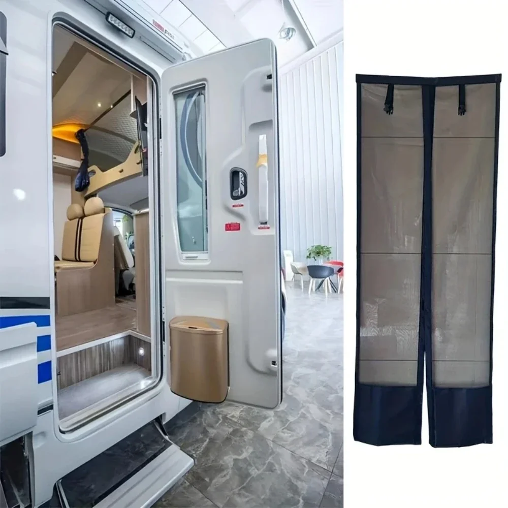 RV Door Mesh Screen Door Curtain Campers UV-Resistant Full Coverage Sunshade Roller Blind for Trailer Privacy