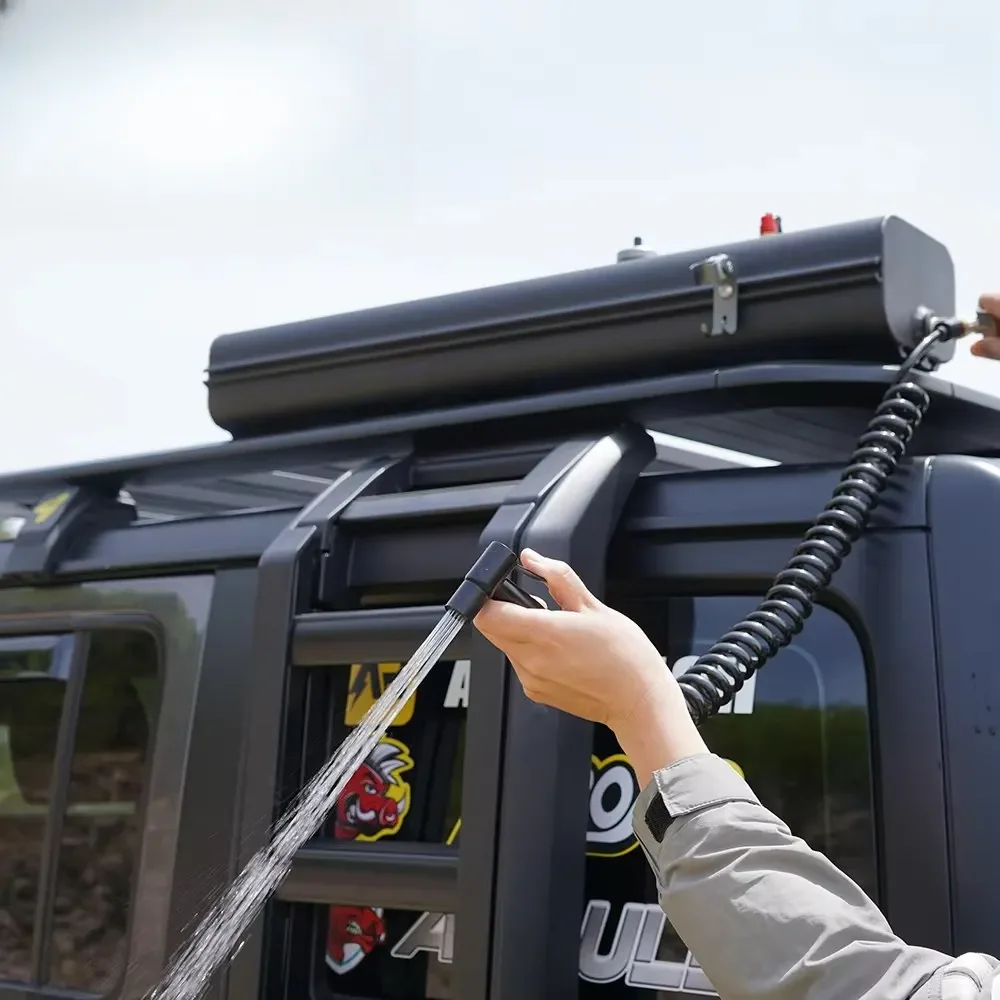 79HotAmbull 4WD Off-Road Solar Powered Camping Shower, Car Roof Mounted Pressurized Aluminum Water Tank, 20-50L