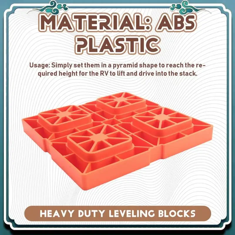 ABTU-5 Heavy Duty Leveling Blocks for RV Tires, Car Wheel Stoppers, Anti-Slip Blocks - Universal for Trailers & Trucks