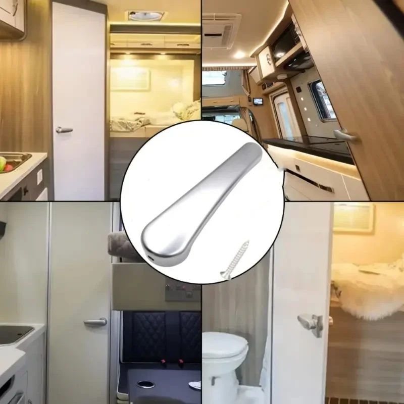 RV Toilet Door Lock, Silver, 1PC for Caravans, Boats, Vehicle Modifications, Bathroom Door Lock