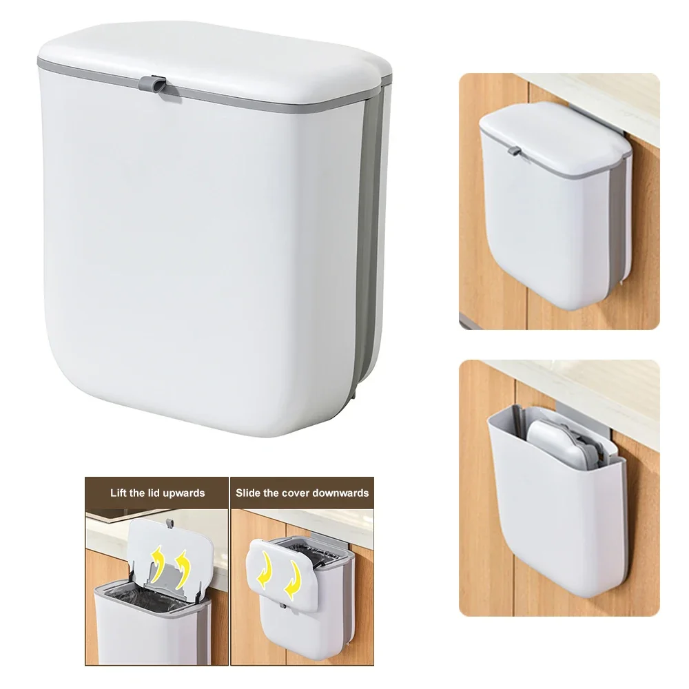 9L Collapsible Trash Can with Sliding Lid for RV, Camping, Boats and Caravans