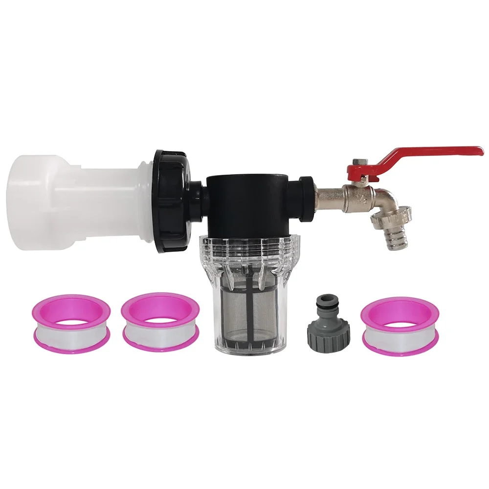 IBC Outdoor RV Water Tank Accessories 1/2" Alloy Faucet 1000L Water Tank Adapter Set Garden Irrigation Filter Connect Pacifier