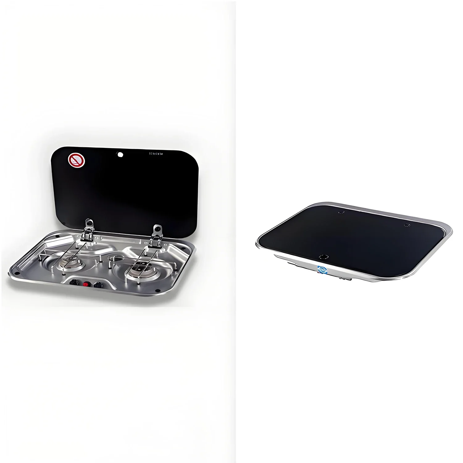 2 Burners RV Cooktop Combo Piezoelectric Ceramic Ignition Gas Cooktop Stainless Steel Sink with Cover for Motorhomes and Yachts